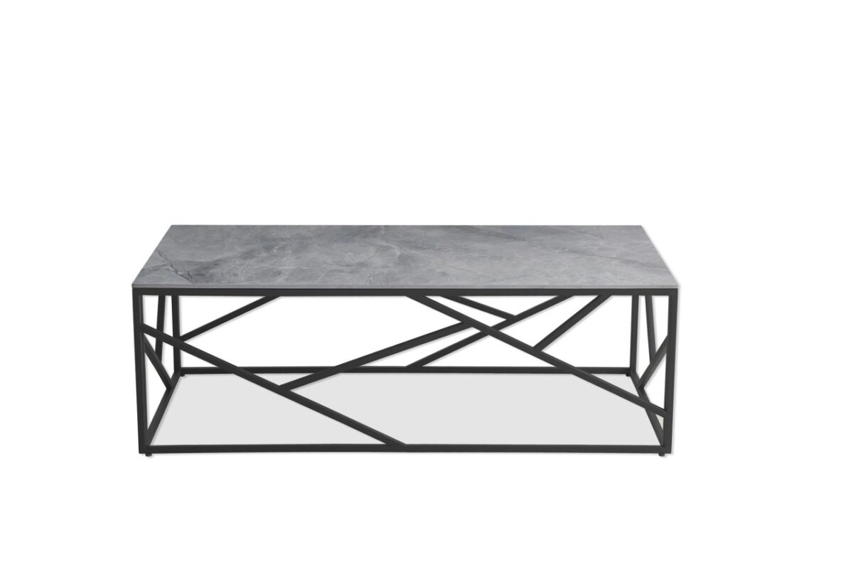 Tavolino da caffè rettangolare Universe 2 effetto marmo grigio/nero - L120 cm - immagine 13
