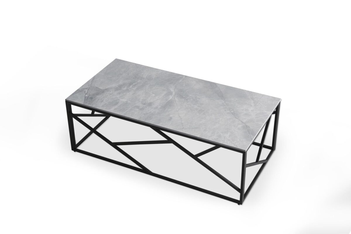 Tavolino da caffè rettangolare Universe 2 effetto marmo grigio/nero - L120 cm - immagine 15