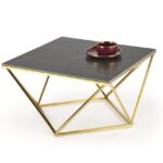 Tavolino da caffè Felicia effetto marmo nero/oro - L80 cm