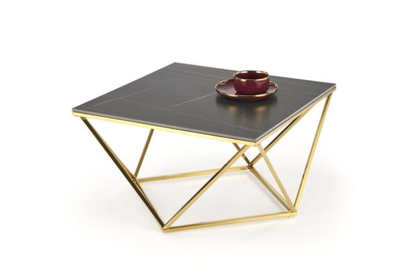 Tavolino da caffè Felicia effetto marmo nero/oro - L80 cm