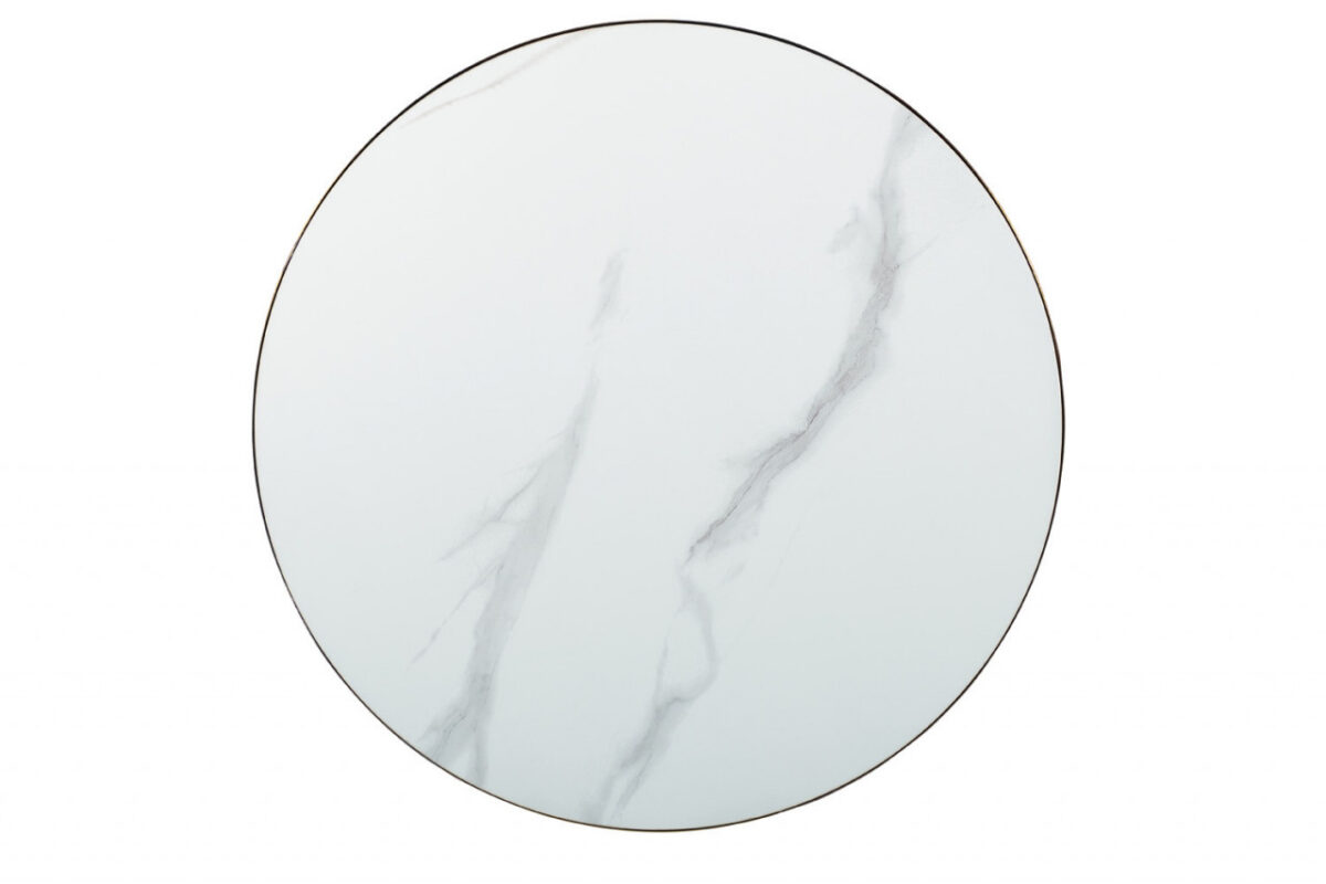 Tavolino da caffè Gemini effetto marmo bianco/nero/oro - d50 x h56 cm - immagine 2