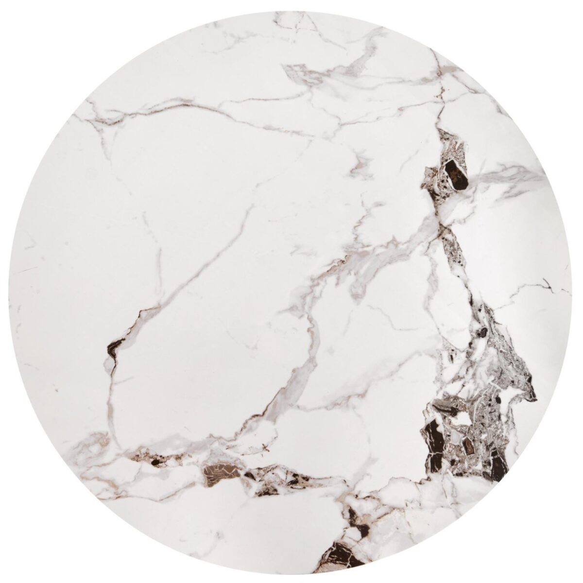Tavolino da caffè Goretti effetto marmo bianco/nero - ø80/h42 cm - immagine 2