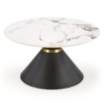 Tavolino da caffè Goretti effetto marmo bianco/nero - ø80/h42 cm