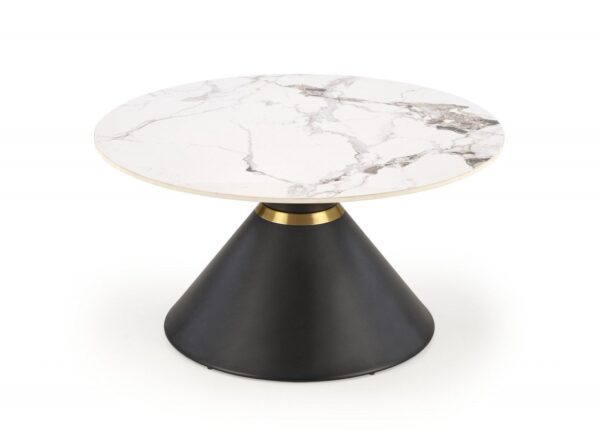 Tavolino da caffè Goretti effetto marmo bianco/nero - ø80/h42 cm