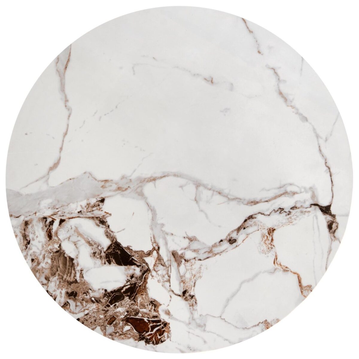 Tavolino da caffè Goretti S effetto marmo bianco/nero - ø60/h51 cm - immagine 5