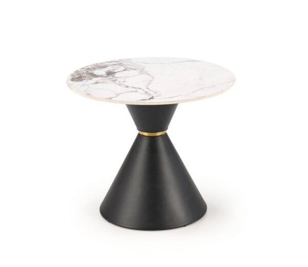 Tavolino da caffè Goretti S effetto marmo bianco/nero - ø60/h51 cm