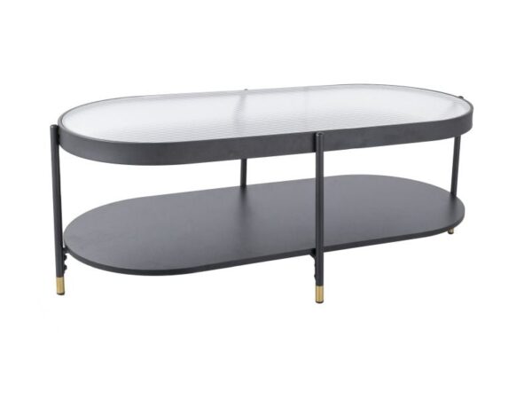 Tavolino da caffè Laguna B in vetro trasparente/nero - L110 cm