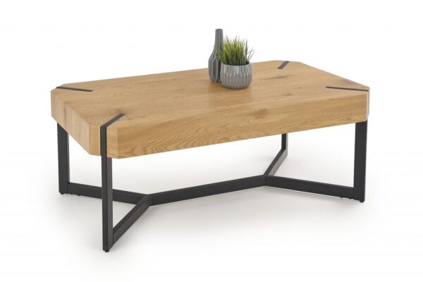 Tavolino da caffè Lavida in rovere dorato/nero - L110 cm