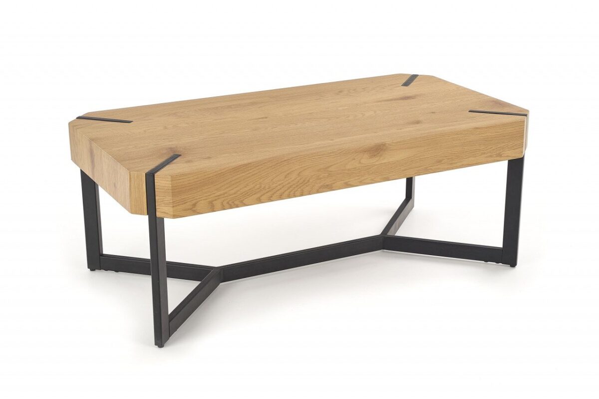 Tavolino da caffè Lavida in rovere dorato/nero - L110 cm - immagine 2