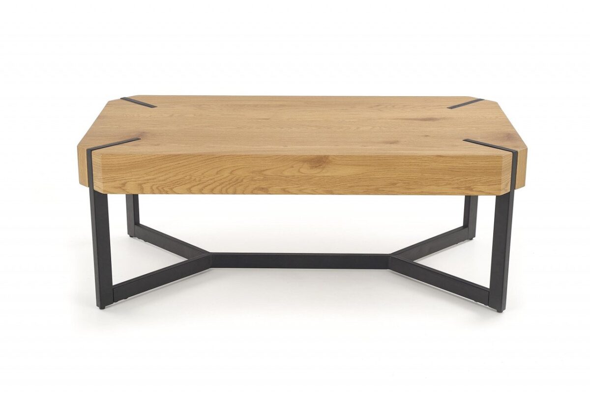 Tavolino da caffè Lavida in rovere dorato/nero - L110 cm - immagine 6