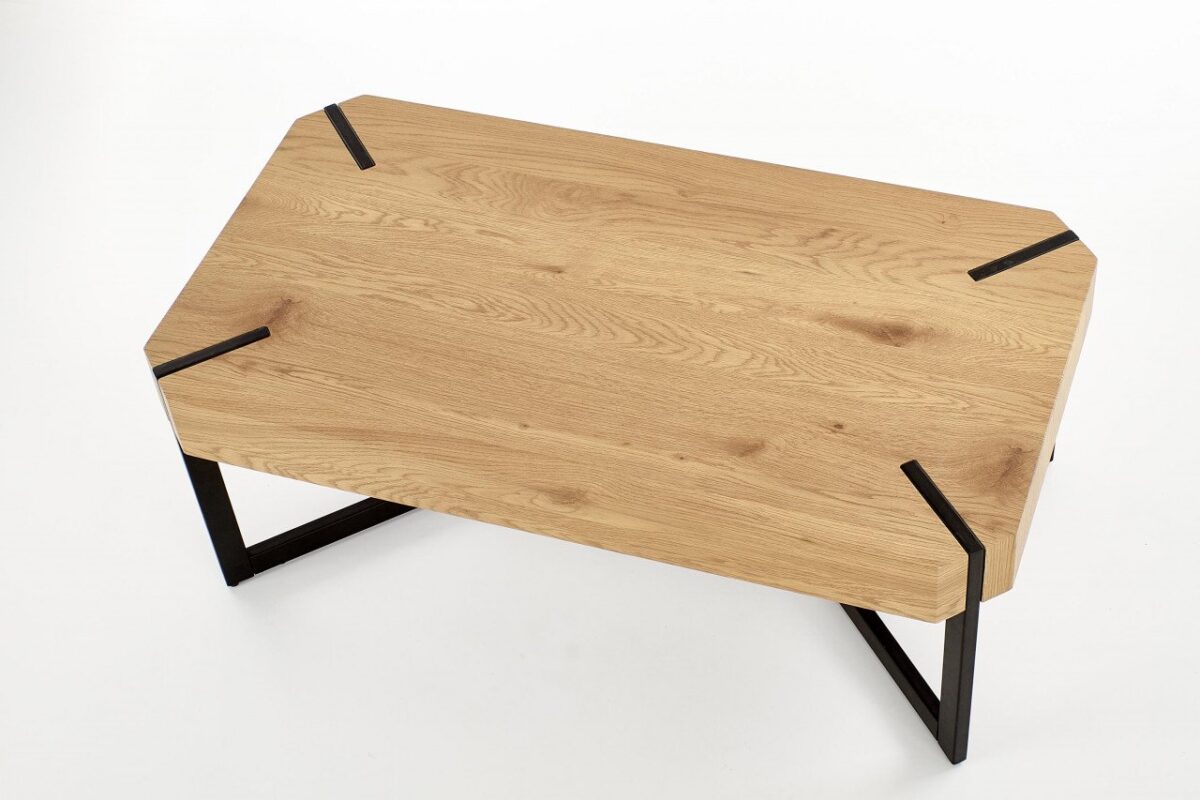 Tavolino da caffè Lavida in rovere dorato/nero - L110 cm - immagine 7