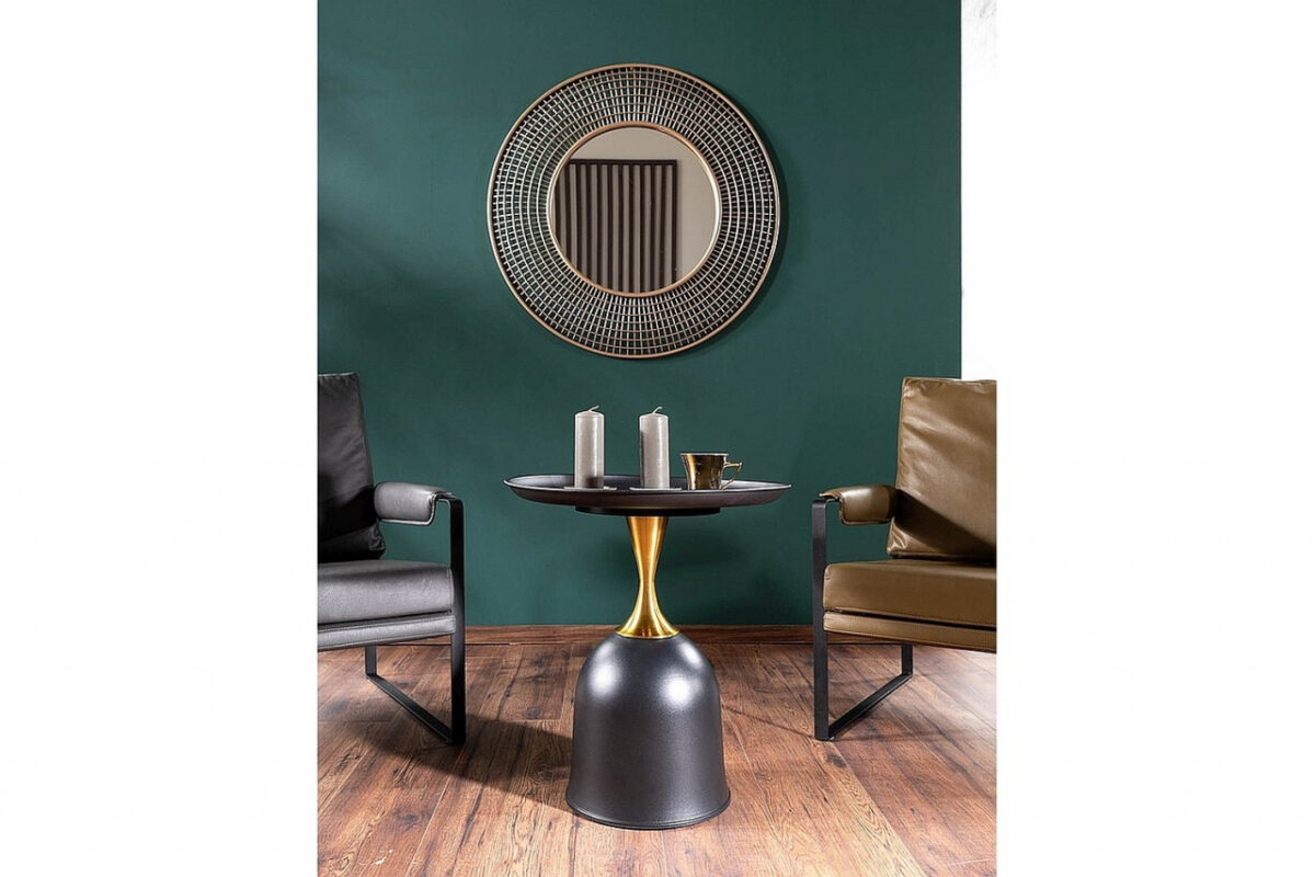 Tavolino da caffè Libra in nero/oro - d51 x h61 cm - immagine 3