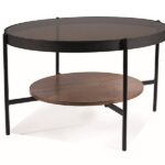 Tavolino da caffè Prima B in vetro ambra trasparente/noce - ø74/h43