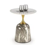 Tavolino da caffè Rosa effetto marmo bianco/grigio/oro - ø50/h59 cm