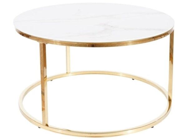 Tavolino da caffè Sabine Marble in bianco/oro - H45