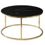 Tavolino da caffè Sabine effetto marmo nero/oro