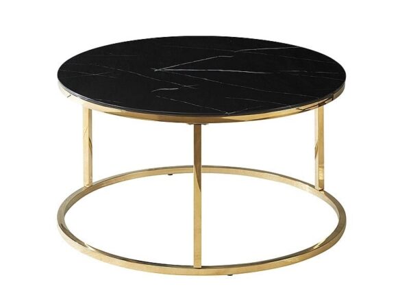 Tavolino da caffè Sabine effetto marmo nero/oro