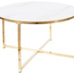 Tavolino da caffè Salma effetto marmo bianco/oro - H45 cm