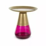 Tavolino da caffè Tiffany A in oro opaco/viola - ø50/h52 cm