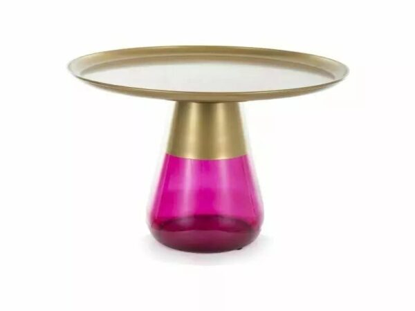 Tavolino da caffè Tiffany B in oro opaco/viola - ø70/h43 cm
