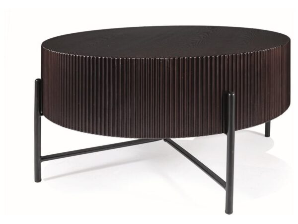 Tavolino da caffè Tuca in noce scuro/nero - ø80/h40