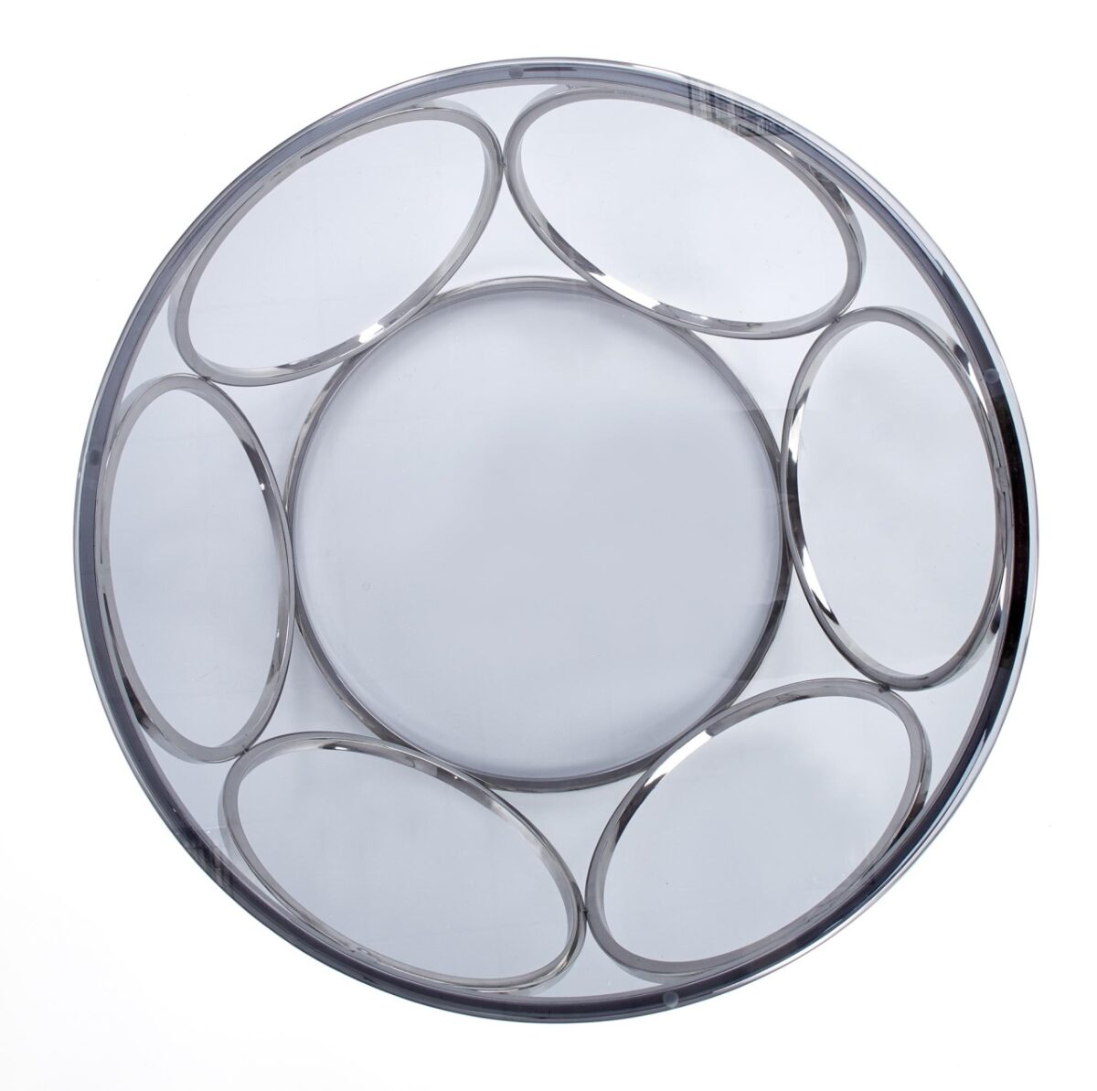 Tavolino da caffè Venus in vetro fumé/argento - ø80/44 cm - immagine 9