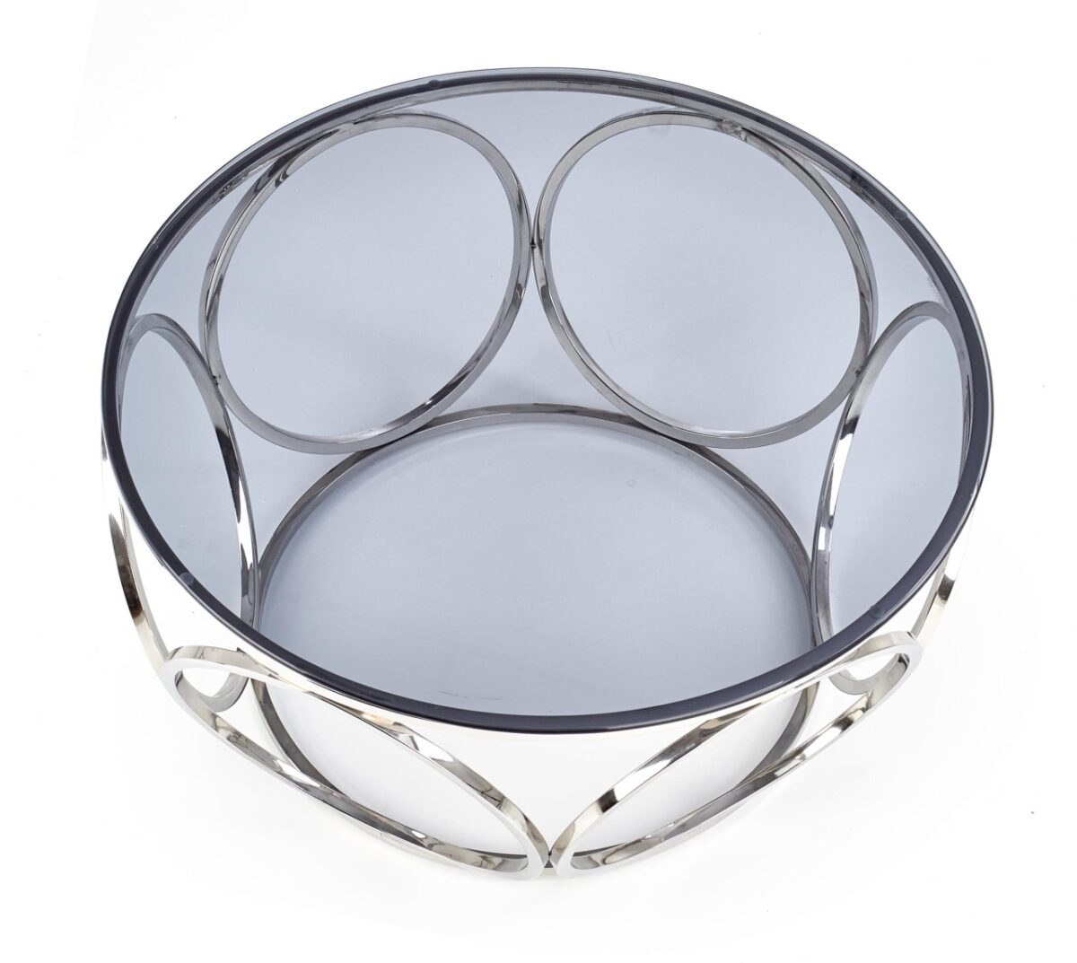 Tavolino da caffè Venus in vetro fumé/argento - ø80/44 cm - immagine 12