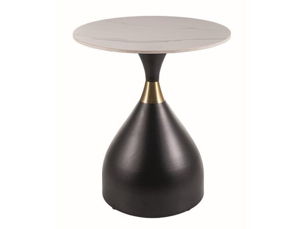 Tavolino da caffè Virgo effetto marmo bianco/nero/oro - p50 x h57 cm