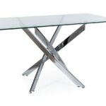 Tavolo rettangolare Agis II in vetro trasparente/argento - L140xl80xh75 cm