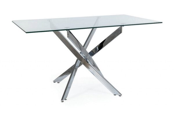 Tavolo rettangolare Agis II in vetro trasparente/argento - L140xl80xh75 cm