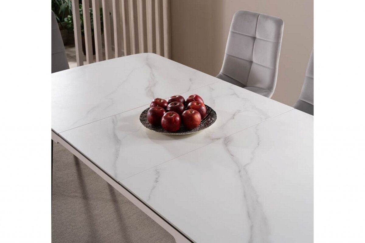 Tavolo allungabile Apollo Ceramic effetto marmo bianco/nero opaco - L120-160 cm - immagine 4