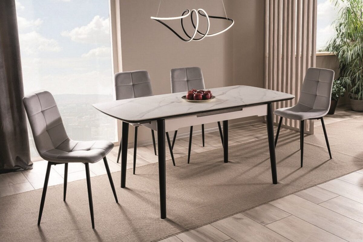 Tavolo allungabile Apollo Ceramic effetto marmo bianco/nero opaco - L120-160 cm - immagine 10