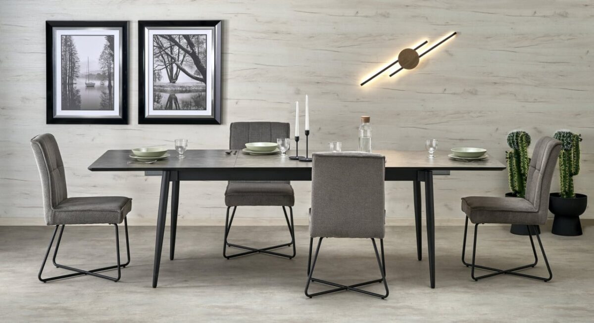 Tavolo allungabile Charles effetto marmo grigio/nero L180-260 cm - immagine 3