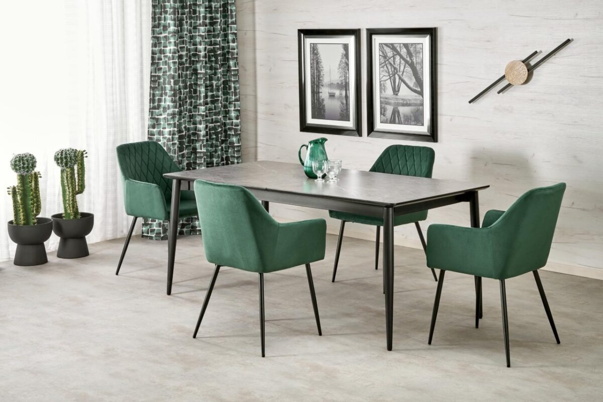 Tavolo allungabile Charles effetto marmo grigio/nero L180-260 cm - immagine 14