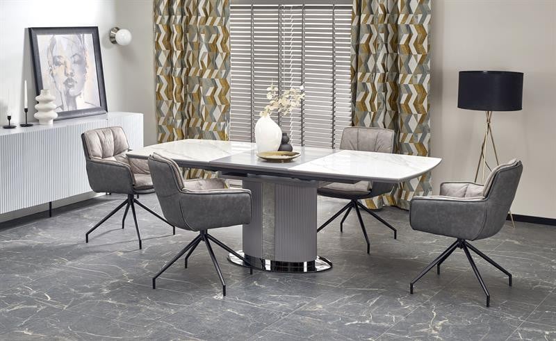 masa-extensibila-dancan-marmura-alba-gri-l160-220-cm27750 Tavolo allungabile Dancan effetto marmo bianco/grigio - L160-220 cm - immagine 1