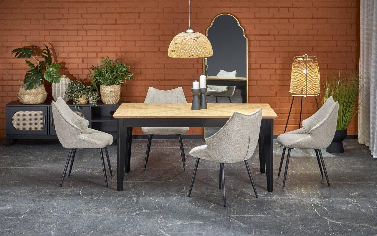 masa-extensibila-edmondo-stejar-natur-negru-l160-240-cm101547 Tavolo allungabile Edmondo in rovere naturale/nero - L160-240 cm - immagine 1