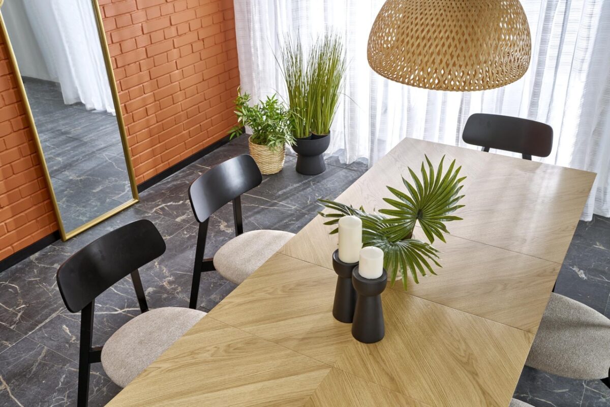 Tavolo allungabile Edmondo in rovere naturale/nero - L160-240 cm - immagine 13