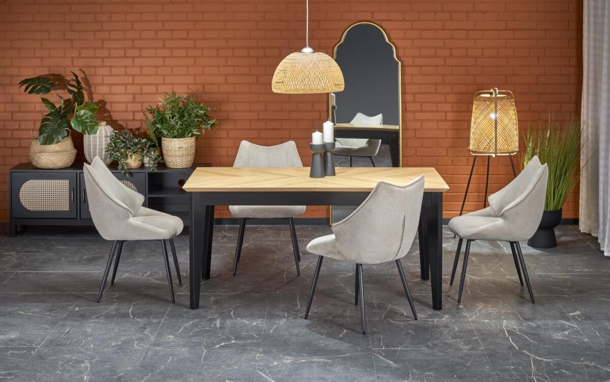 Tavolo allungabile Edmondo in rovere naturale/nero - L160-240 cm - immagine 14