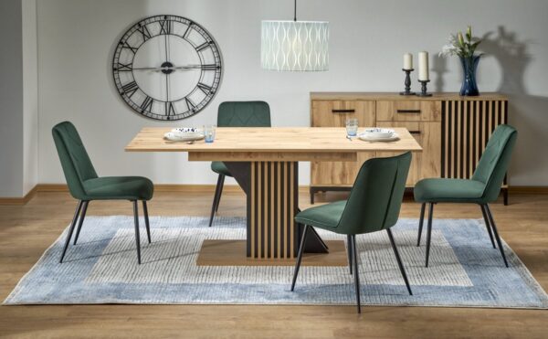 Tavolo allungabile Fabiano in rovere wotan/nero - L130-175 cm
