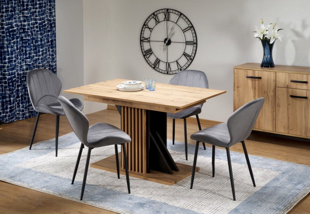 Tavolo allungabile Fabiano in rovere wotan/nero - L130-175 cm - immagine 3
