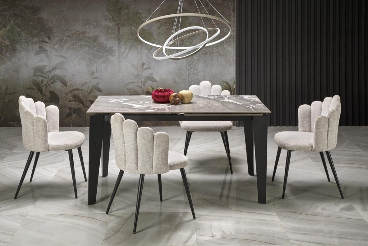 Tavolo Felix allungabile effetto marmo grigio/nero L141-201 cm - immagine 17