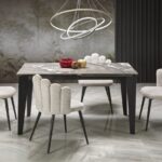 Tavolo Felix allungabile effetto marmo grigio/nero L141-201 cm