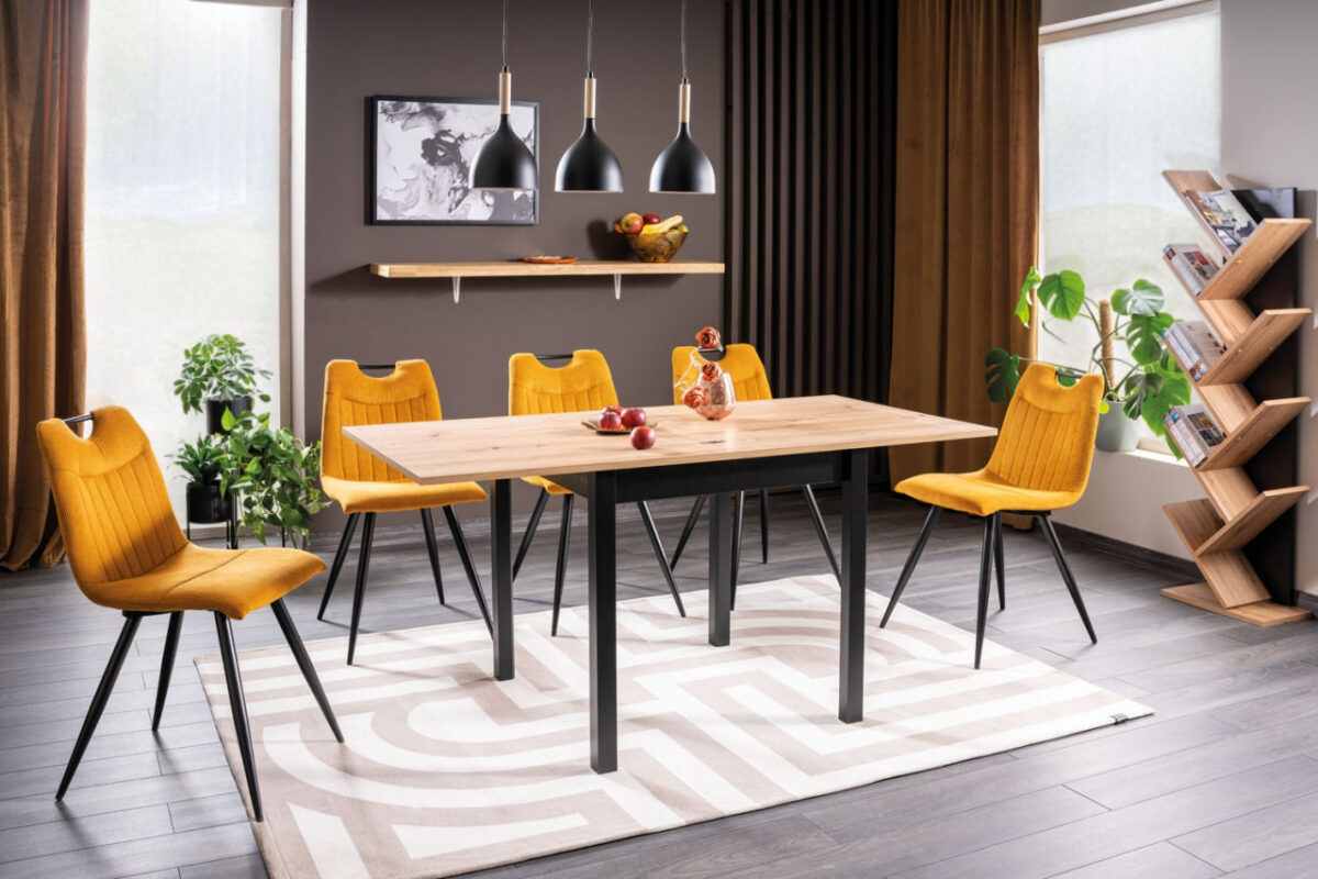 Tavolo Flip allungabile in rovere castagno/nero - L80-160xl80xh76 cm - immagine 2
