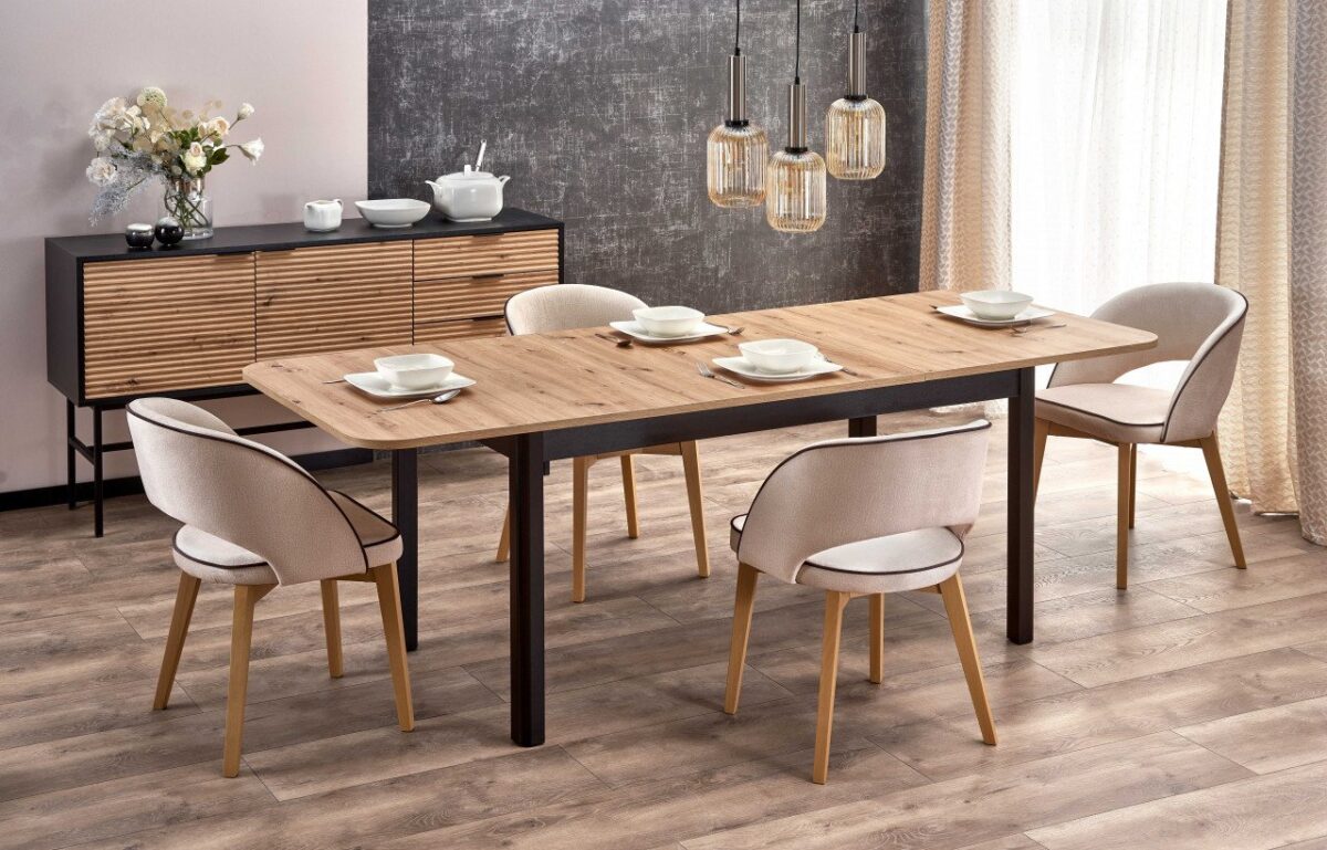 Tavolo allungabile Florian in rovere castagno/nero - L160-228 cm - immagine 12