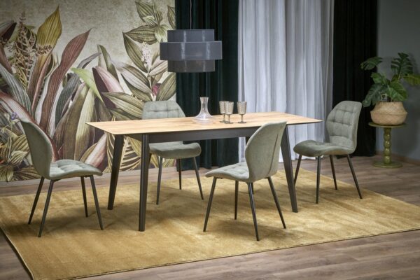 Tavolo Gulian allungabile in rovere/nero - L140-180 x L80 x H76
