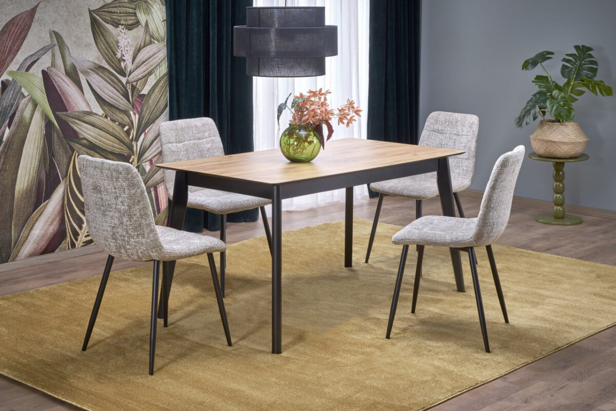 Tavolo Gulian allungabile in rovere/nero - L140-180 x L80 x H76 - immagine 2