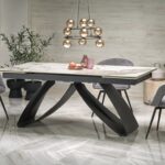 Tavolo allungabile Hilario effetto marmo beige/nero - L180-260 x l90 x H75