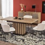 Tavolo Lamello allungabile in rovere castagno/nero - L130-180-180xl80xh76 cm