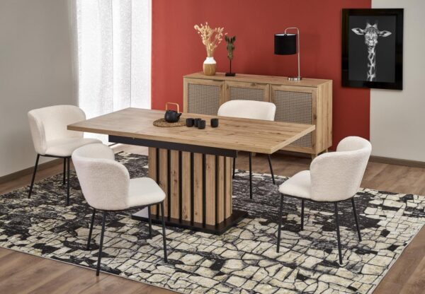 Tavolo Lamello allungabile in rovere castagno/nero - L130-180-180xl80xh76 cm