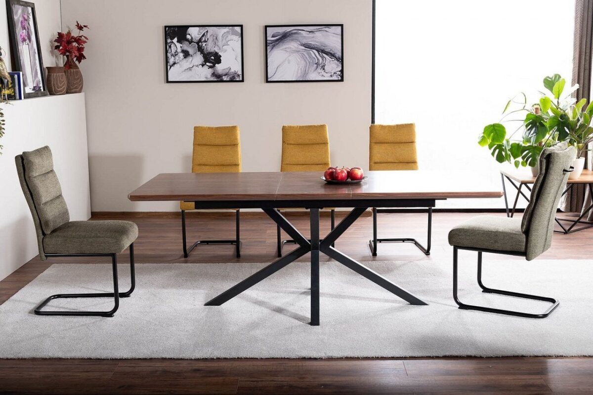 Tavolo allungabile Logan noce/nero - L160-200 x l90 x h75 cm - immagine 4